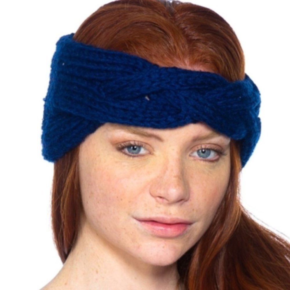 Warm Knitted Headband (Blue)